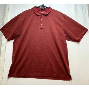 Golf polo shirt mens 2XL short sleeve striped burgundy red